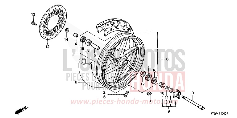 VORDERRAD von CB1300 Super Bold'or ABS RICH RED METALLIC (R255) von 2000